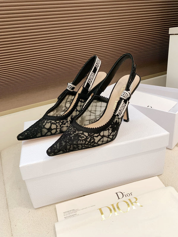 Sandales CD Ribbon Lace noires ouvertes en agneau 95 598116