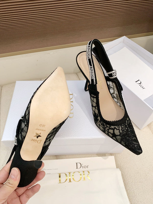Sandales CD Ribbon Lace noires ouvertes en agneau 95 598116