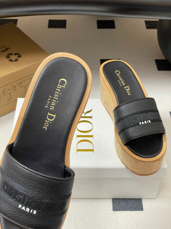 CD Dway Platform Heel 80mm Sandals Black Calskin