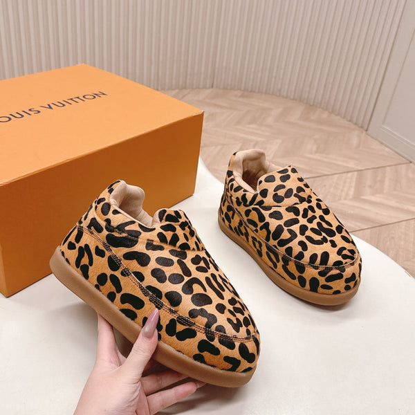LV x Nigo Collaboration Yeti Sneakers Leopard in Suede Cowhide Leather 600793