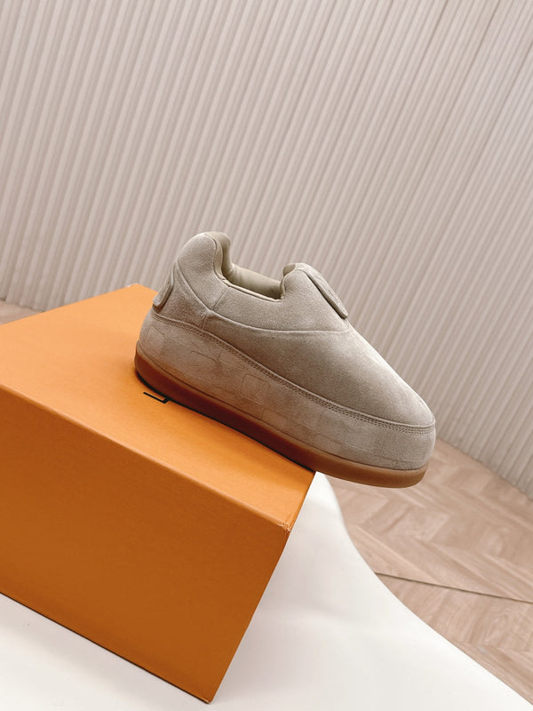 LV x Nigo Collaboration Yeti Sneakers Gray in Suede Cowhide Leather 600795