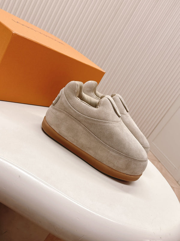 LV x Nigo Collaboration Yeti Sneakers Gray in Suede Cowhide Leather 600795