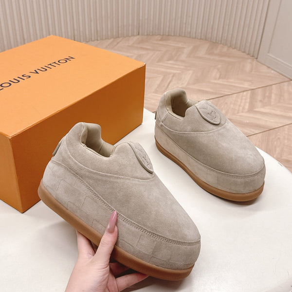 LV x Nigo Collaboration Yeti Sneakers Gray in Suede Cowhide Leather 600795