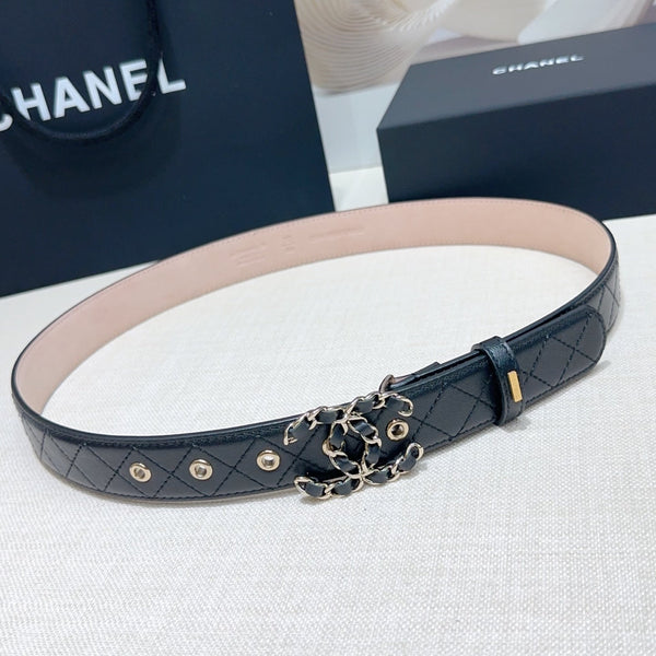 Ceinture pour femme CC 3.0CM Agneau noir Boucle argentée 190580