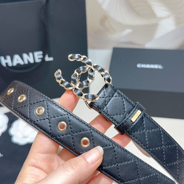 Ceinture pour femme CC 3.0CM Agneau noir Boucle argentée 190580