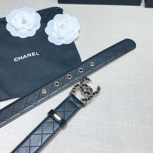 Ceinture pour femme CC 3.0CM Agneau noir Boucle argentée 190580