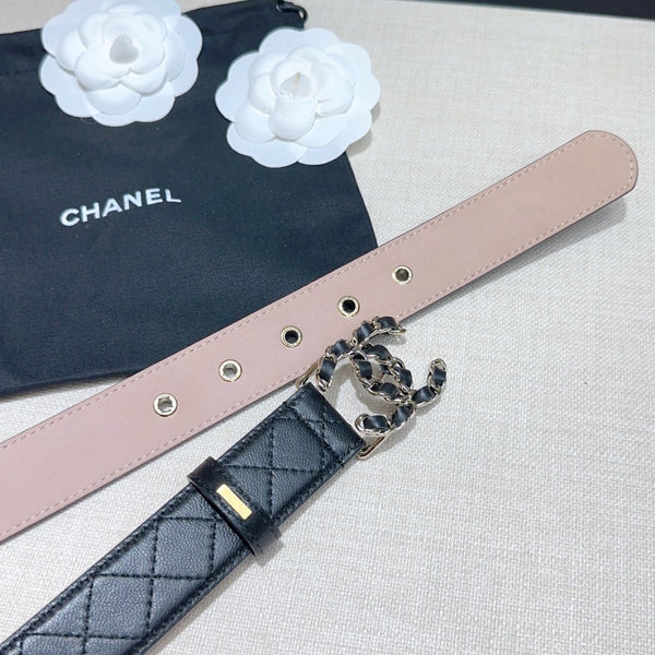 Ceinture pour femme CC 3.0CM Agneau noir Boucle argentée 190580