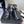 Bottes cloutées plateforme en cuir noir doublées fourrure CC 611709