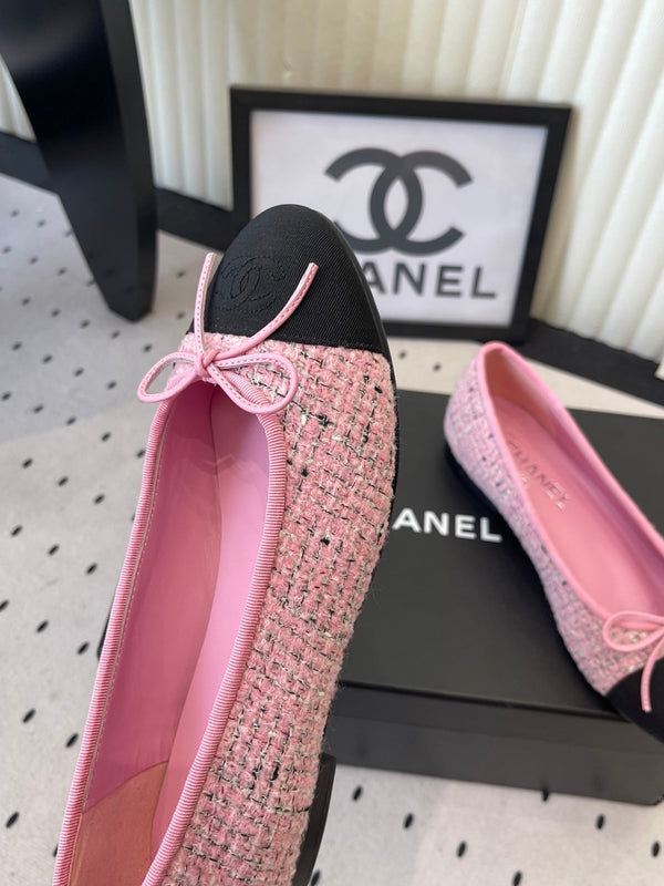 CC 25SS Classic Ballet Flat Pink Tweed Cowhide 611690