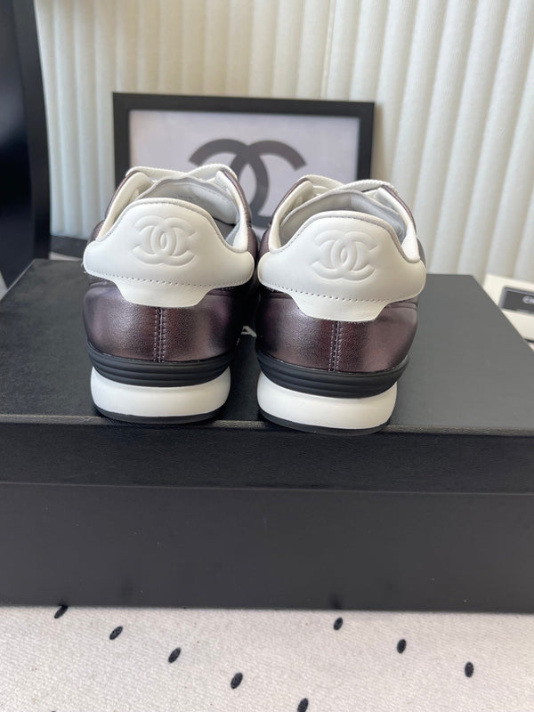 Chanel Coco Baseball Shoes Metallic Taupe in Cowhide 611673