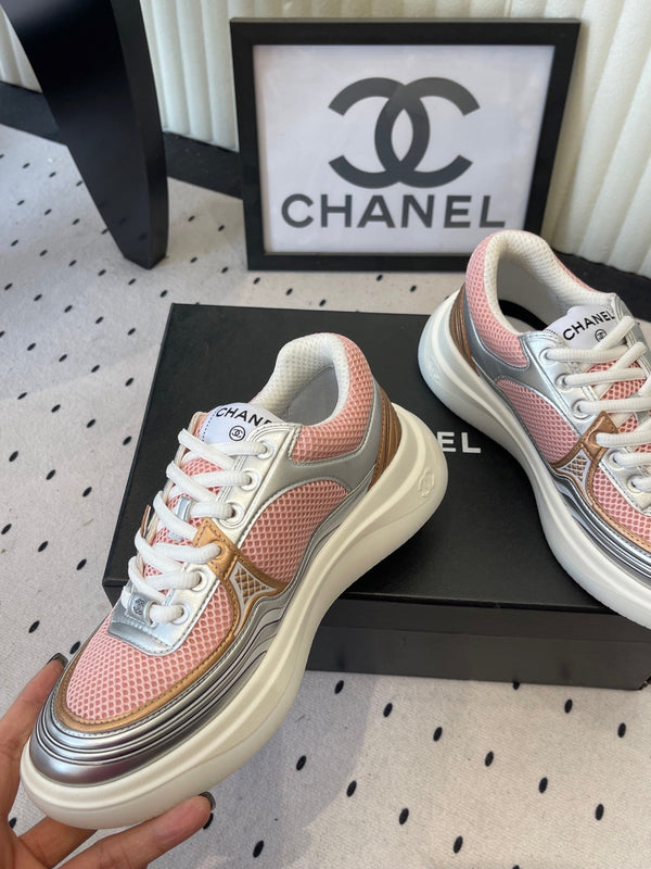 CC Sneaker Pink Silver Metallic in Cowhide 611668