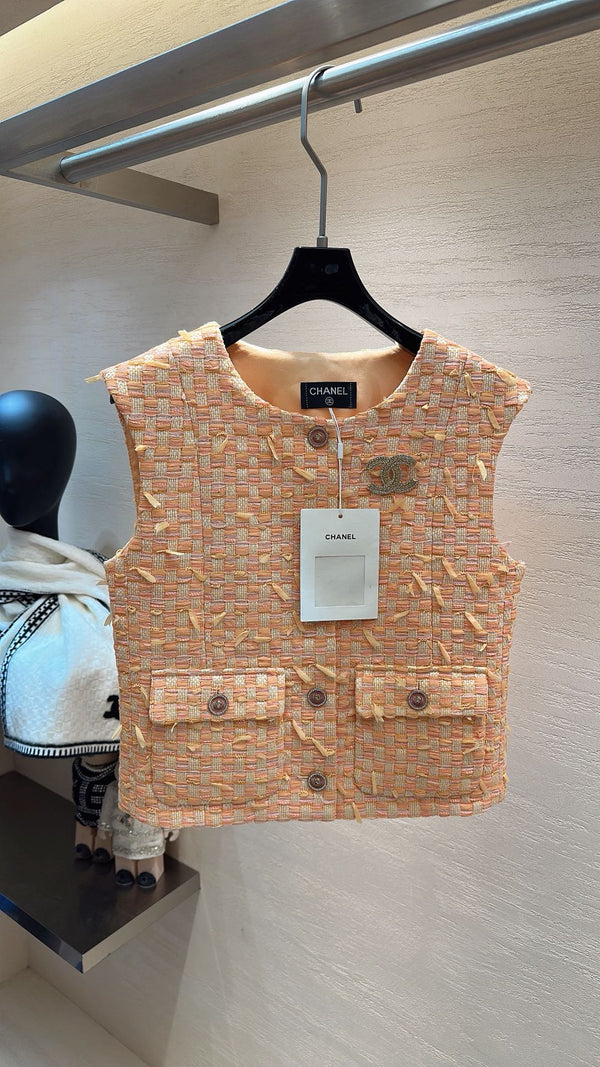 GILET CHANEL SWEET GIRL EN TWEED ORANGE
