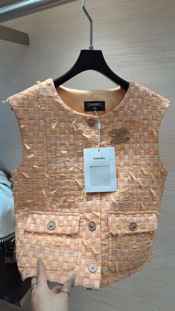 GILET CHANEL SWEET GIRL EN TWEED ORANGE