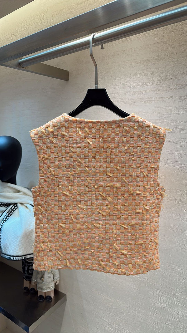 GILET CHANEL SWEET GIRL EN TWEED ORANGE