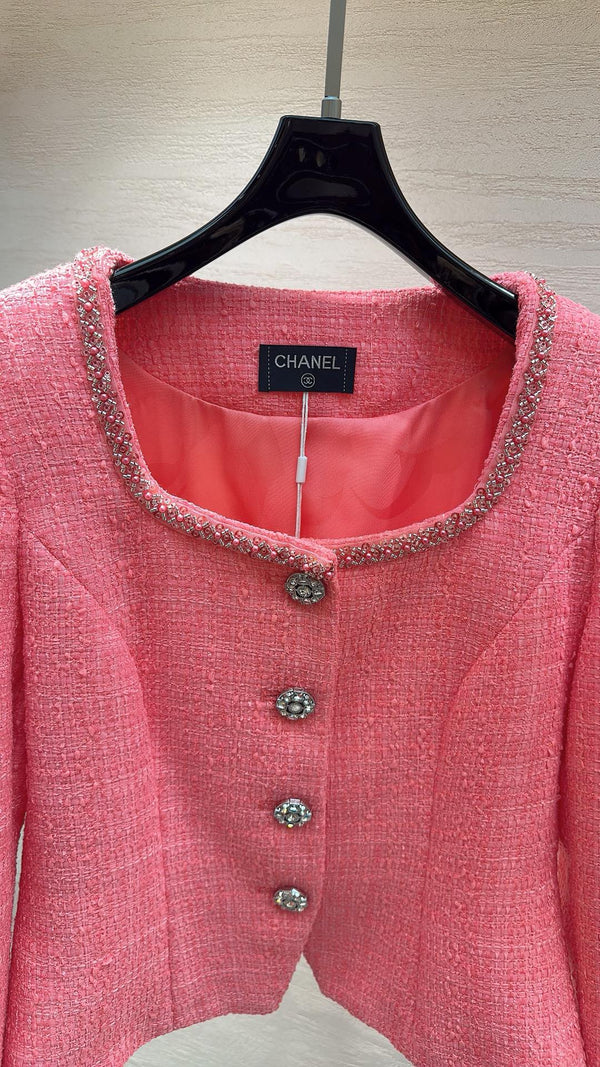 VESTE CHANEL ROSE EN TWEED