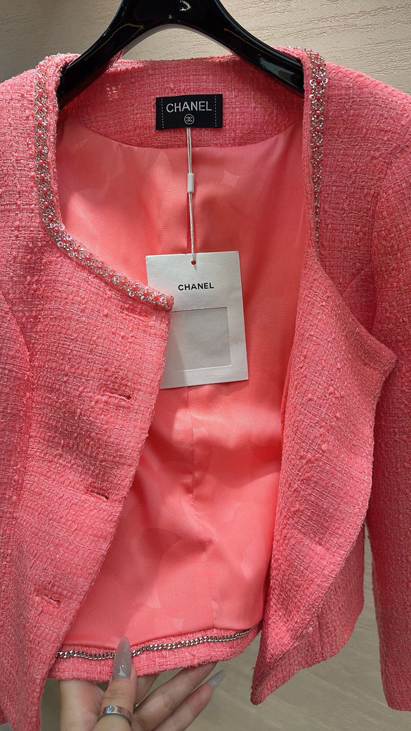 VESTE CHANEL ROSE EN TWEED