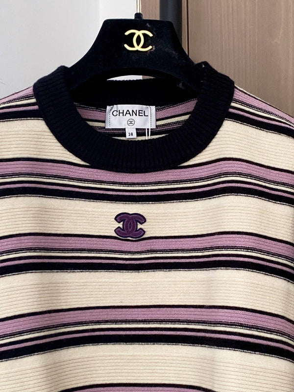CHEMISE MANCHES LONGUES BICOLORE CHANEL ROSE IVOIRE 89240