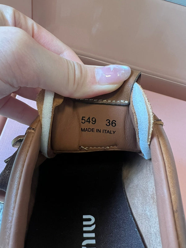 Miu 26FW Deck Shoes Brown in Calfskin 614789