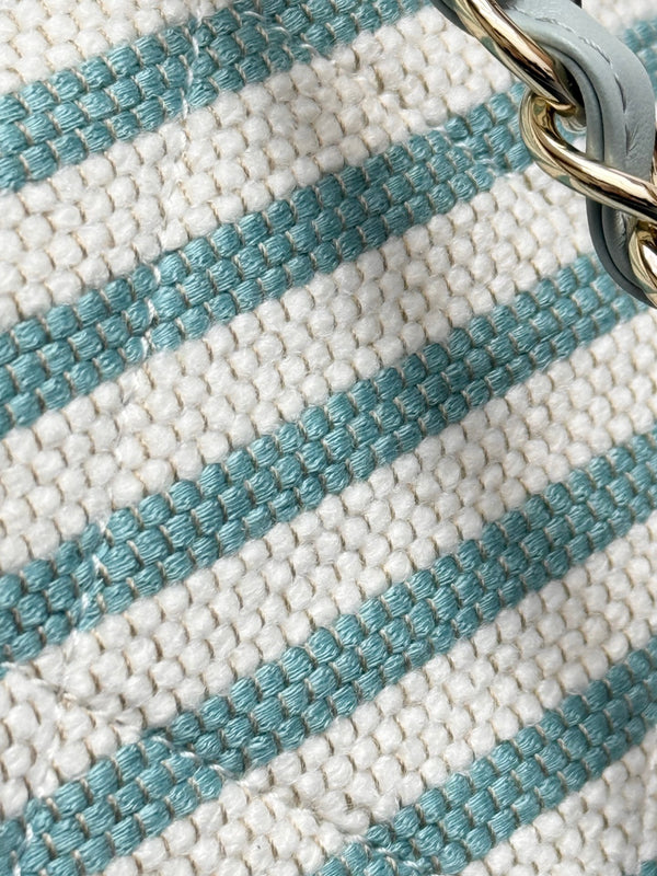 CC 26 Striped Woven Beach Bag 46 Blue in Cowhide