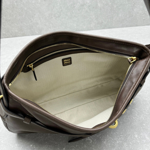 Miu Miu Aventure Shoulder Bag 40cm Brown in Sheepskin