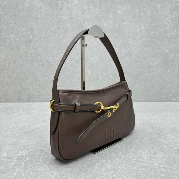 Miu Miu Aventure Shoulder Bag 33cm Brown in Sheepskin