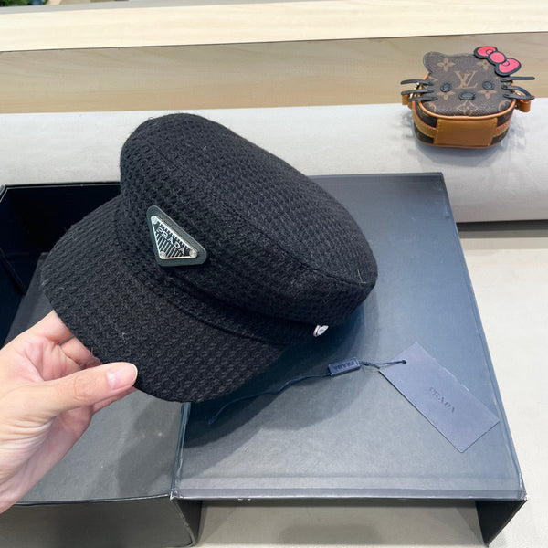 Prada Elegant Hat Black Knitted Woolen Fabric 125659