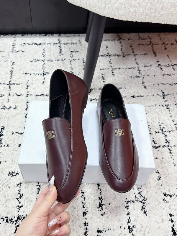 Celine 26 Aura Triomphe Loafer Burgundy in Lambskin 631124