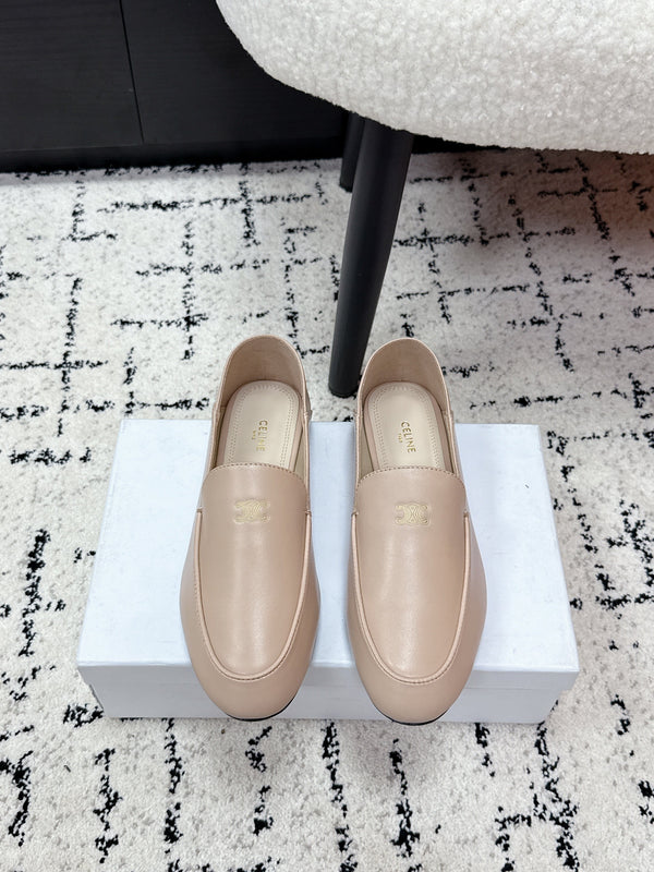 Celine 26 Aura Triomphe Loafer Light Beige in Lambskin 631125