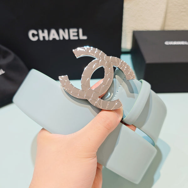 CC Belt 5.0CM Light Blue Leather Buckle 180972