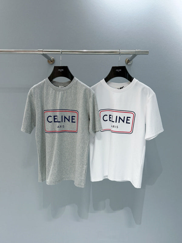 Celine 26SS Letter Print Short-Sleeve T-Shirt White in Cotton 940037