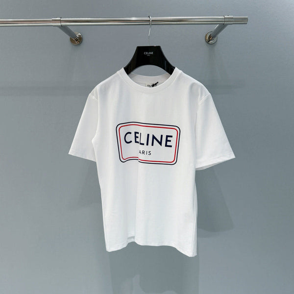 Celine 26SS Letter Print Short-Sleeve T-Shirt White in Cotton 940037