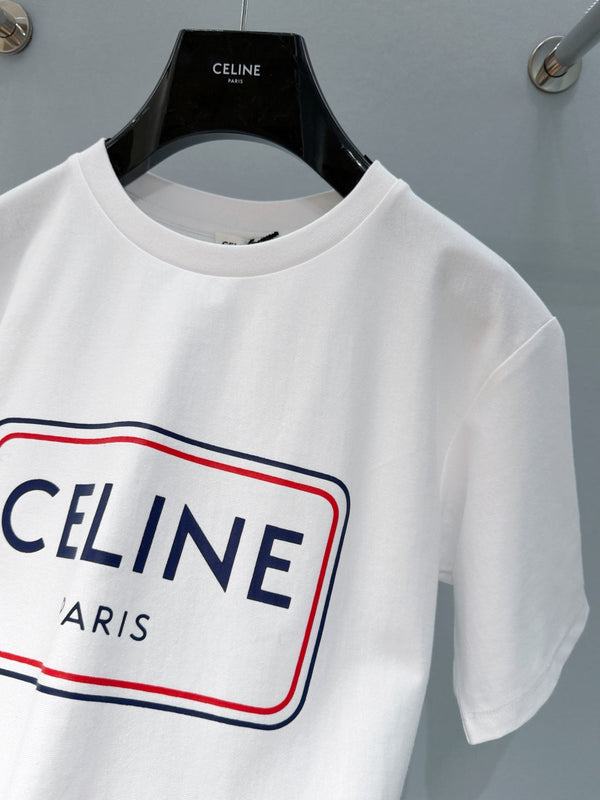 Celine 26SS Letter Print Short-Sleeve T-Shirt White in Cotton 940037