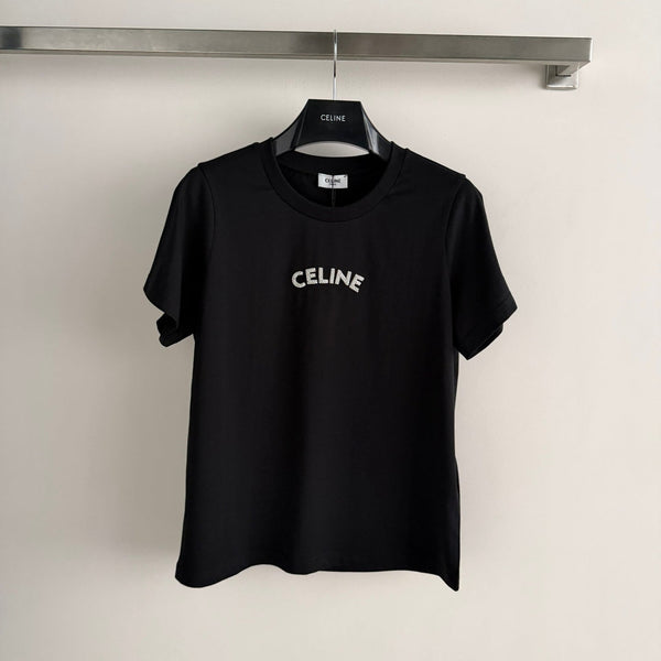 T-shirt court à manches courtes Chanel 26SS avec logo noir en coton 892729
