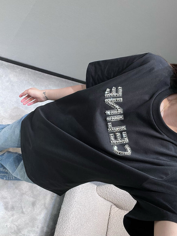Celine 26SS Short-Sleeve T-Shirt Black in Cotton 811666
