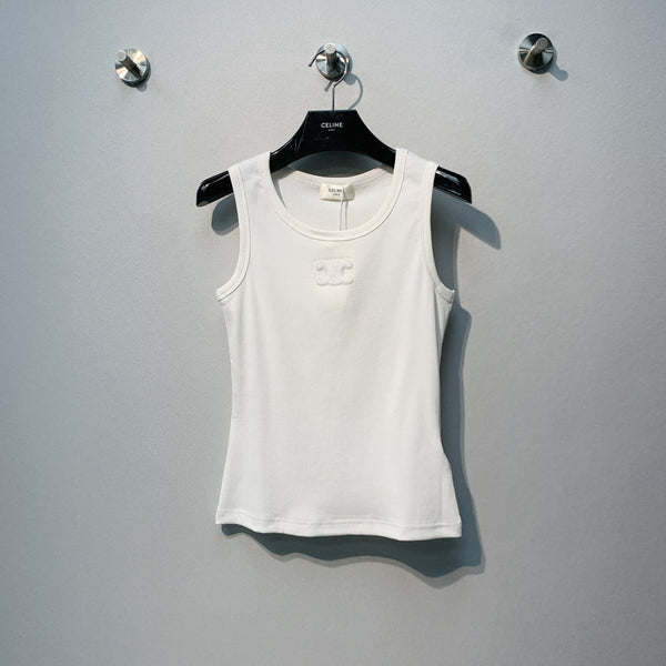 Celine 26SS Gilet brodé blanc en coton 106791