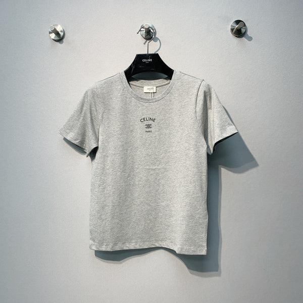 Celine Printemps/Été 26 T-shirt gris à manches courtes en coton 101584