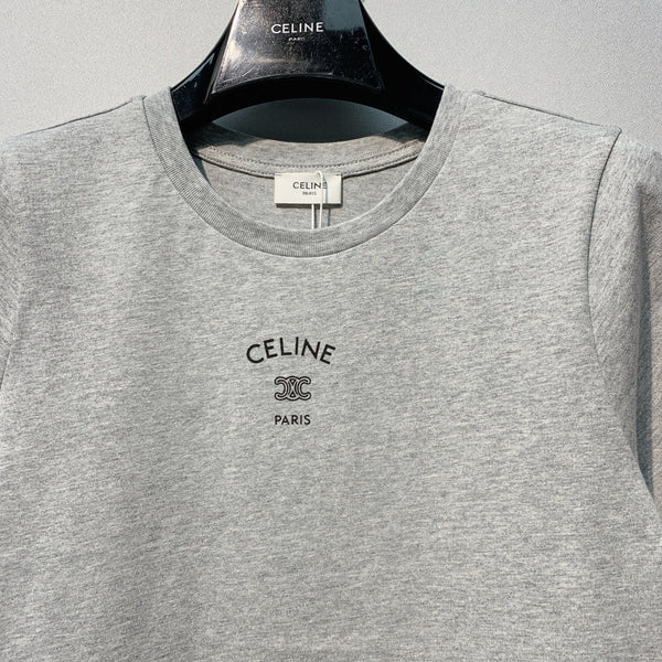 Celine Printemps/Été 26 T-shirt gris à manches courtes en coton 101584