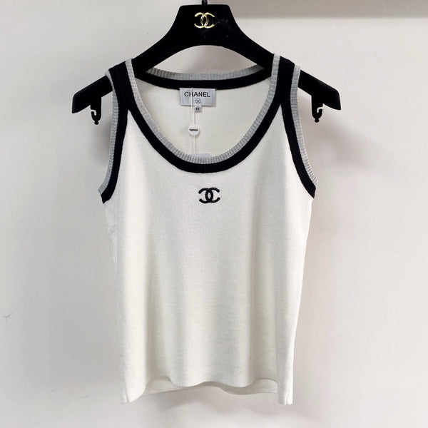 Gilet bicolore Chanel blanc en laine 125484