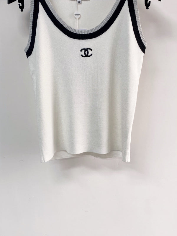 Gilet bicolore Chanel blanc en laine 125484
