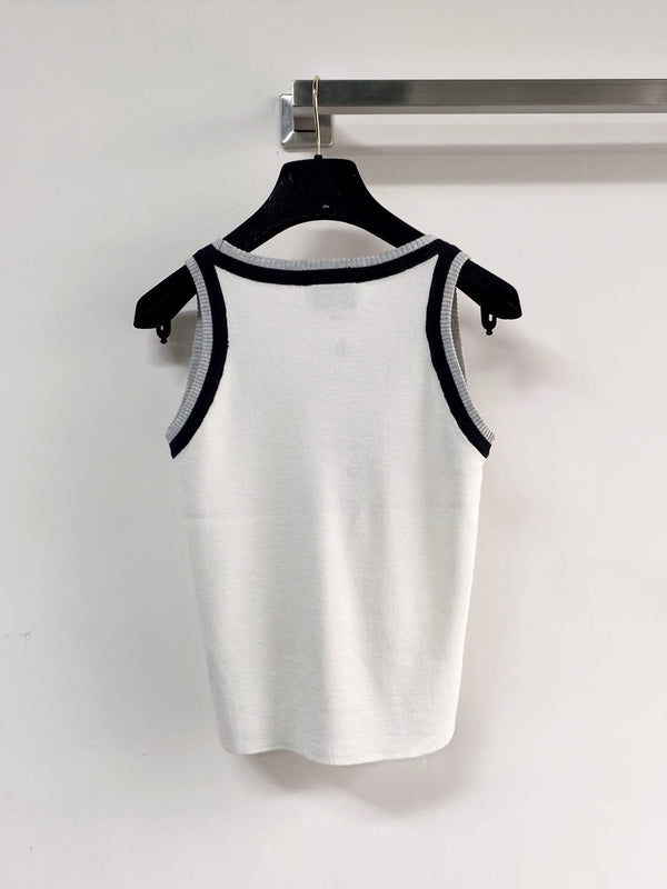 Gilet bicolore Chanel blanc en laine 125484