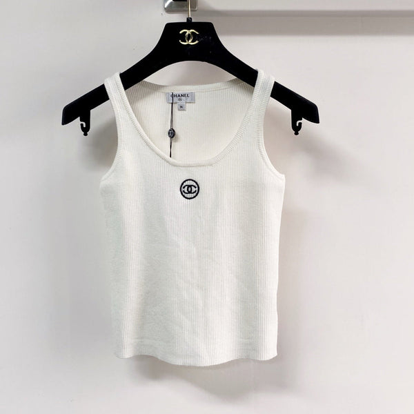 Chanel Gilet Bicolore Blanc en Polyester 125481