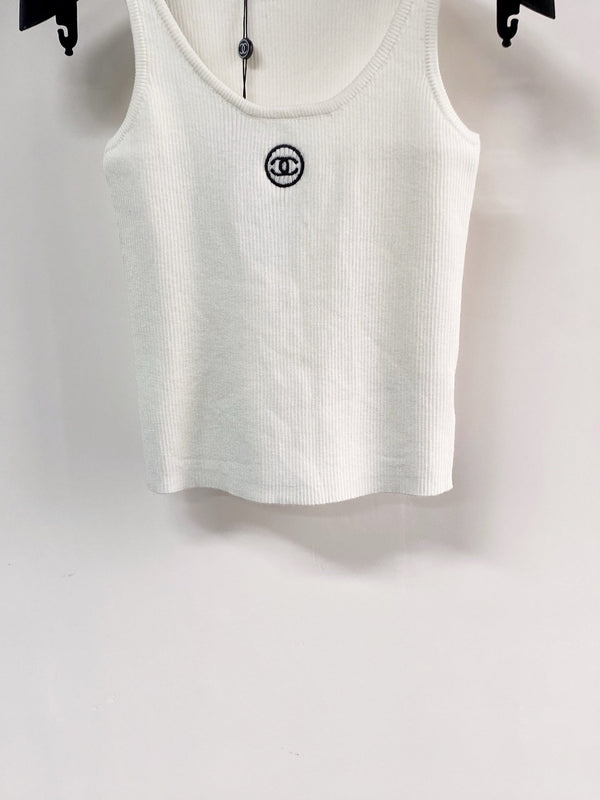 Chanel Gilet Bicolore Blanc en Polyester 125481