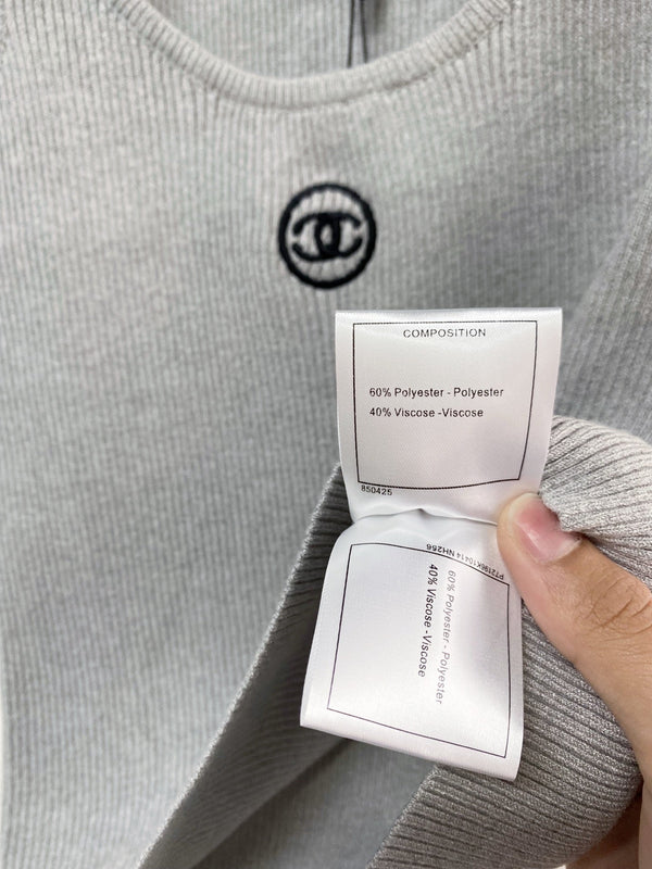 Gilet Chanel Bicolore Gris en Polyester 125480