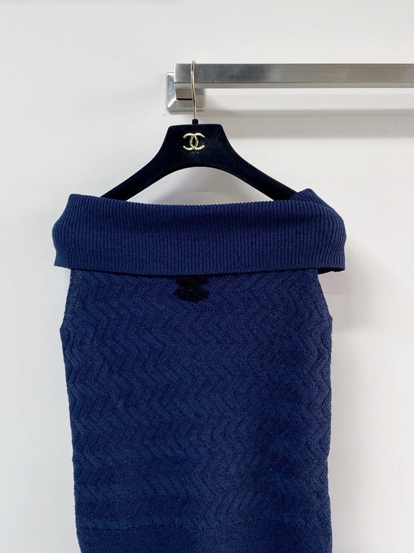 Gilet Chanel Bleu Marine en Laine 125461