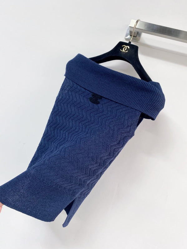 Gilet Chanel Bleu Marine en Laine 125461