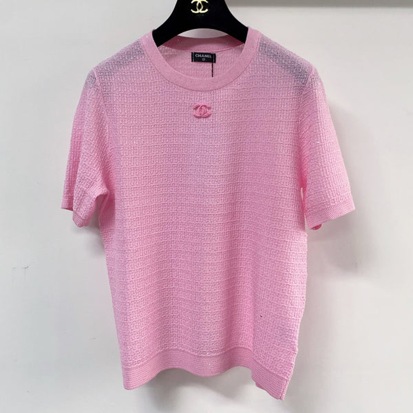 T-shirt Chanel à manches courtes rose en Tencel 125448