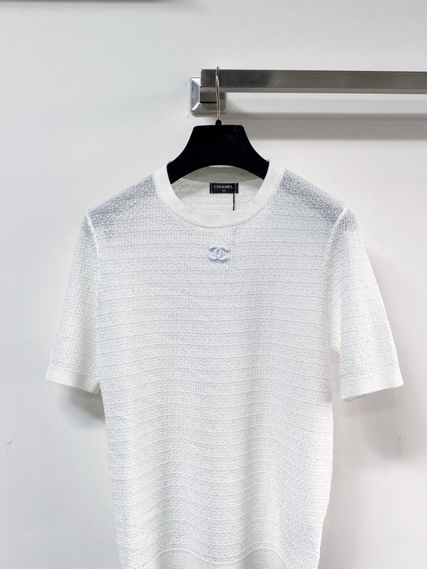 T-shirt Chanel manches courtes blanc en Tencel 125447