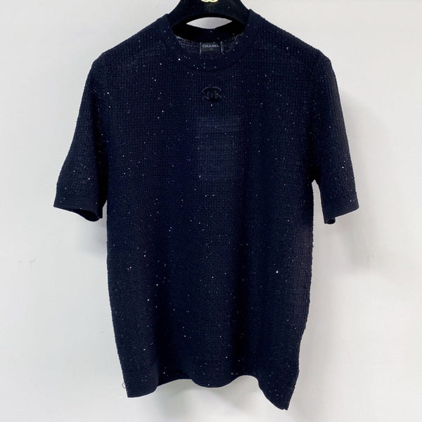 T-shirt manches courtes Chanel bleu marine en Tencel 125446