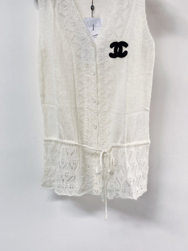 Gilet Chanel blanc en laine 125440