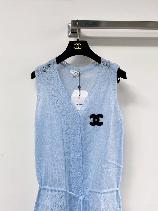 Gilet Chanel bleu en laine 125439